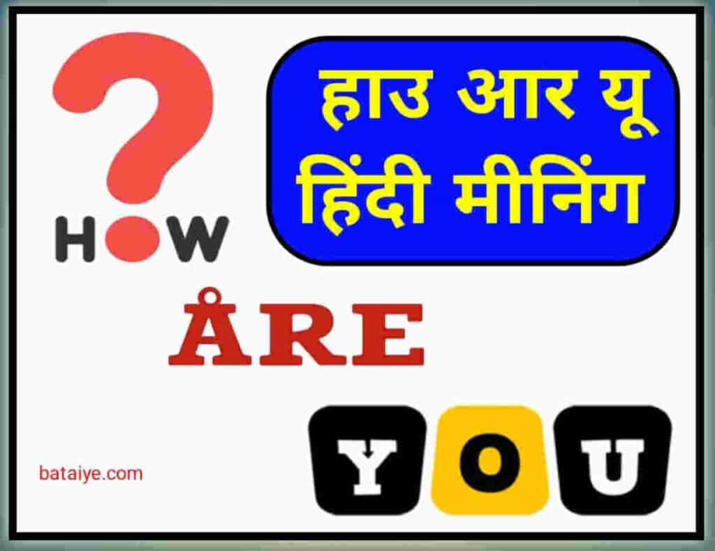 how are you meaning in hindi